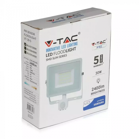 Proiector LED V-TAC, 30W, Senzor de miscare, Cip SAMSUNG, IP65 [7]