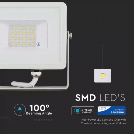 Proiector LED V-TAC Slim, 20W, Cip SAMSUNG, 80lm/w, 1600lm [3]