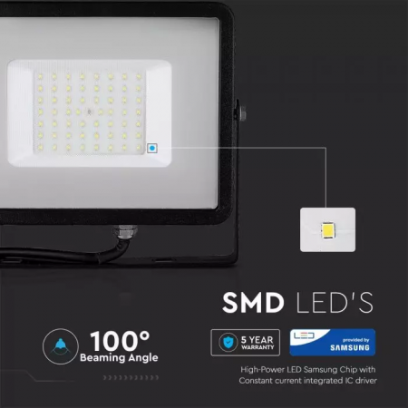 Proiector LED V-TAC Slim, 50W, Cip SAMSUNG, 80lm/w, 4000lm [4]