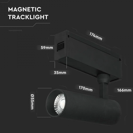 Proiector Magnetic LED V-TAC, 15W, IP20, 24V, Negru [7]