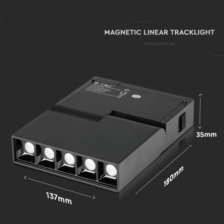 Proiector Magnetic LED V-TAC, 5*2W, IP20, 24V, Negru, 4000K [11]