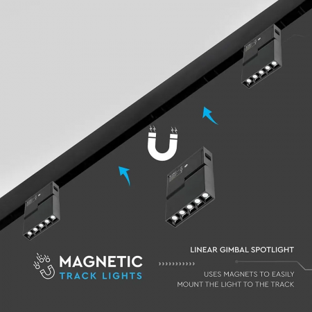 Proiector Magnetic LED V-TAC, 5*2W, IP20, 24V, Negru, 4000K [6]