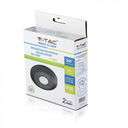 Senzor Pir pentru tavan V-TAC, Negru, Plat [4]