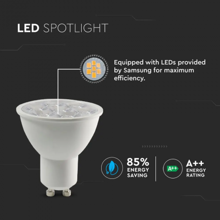 Spot LED V-TAC GU10, 6W, 500lm, Unghi 10°, Cip Samsung, 5 ani garantie [4]
