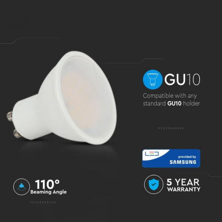 Spot LED V-TAC GU10, 10W, 1000lm, Cip Samsung, 5 ani garantie [5]
