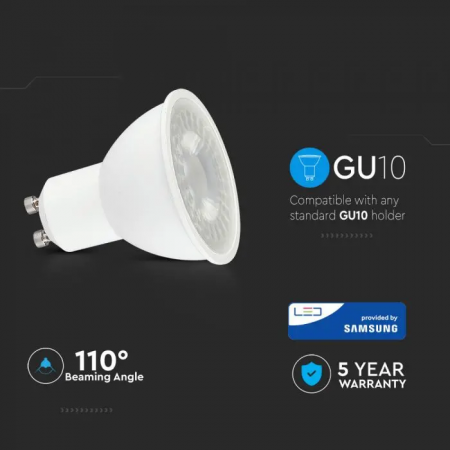 Spot LED V-TAC GU10, 8W, 720lm, Cip Samsung, 5 ani garantie [6]