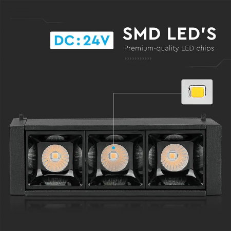 Spot Magnetic LED V-TAC, 3*1W, IP20, 24V, Negru [6]
