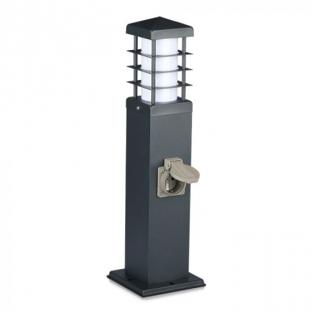Stalp de exterior cu priza V-TAC, 2 intrari, IP44, Soclu E27 [2]