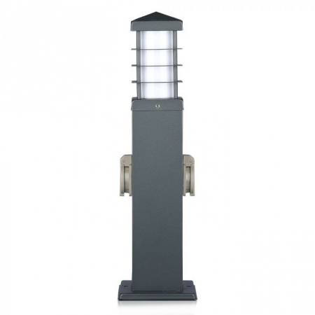Iluminat Grădină - Stalp de exterior cu priza V-TAC, 2 intrari, IP44, Soclu E27