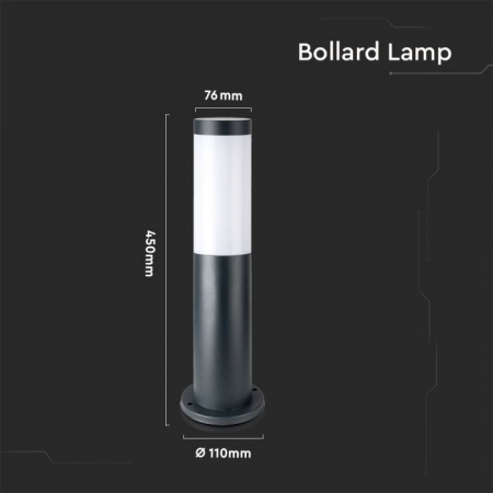 Stalp de gradina LED V-TAC, E27, 45cm, Gri [2]