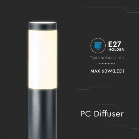 Stalp de gradina LED V-TAC, E27, 45cm, Gri [3]