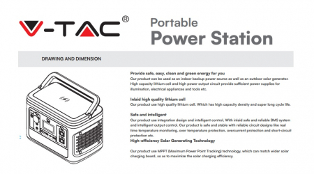 Statie de stocare portabila V-TAC, 500W, Port USB, USB-C, QUICK CHARGE [6]