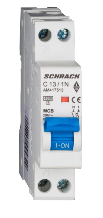 Întreruptor automat AMPARO, 4,5kA, C13A, 1P+N, 1modul [2]
