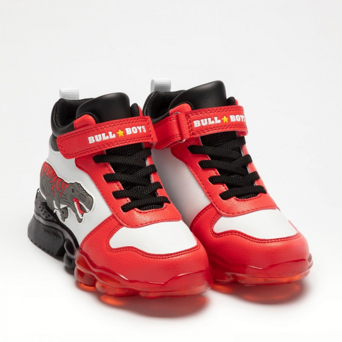 GHETE CU LUMINI T-REX ALB ROȘU [2]