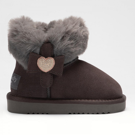 Încălțăminte pentru fete - CIZME ÎMBLĂNITE DIN PIELE OLIVIA GRI