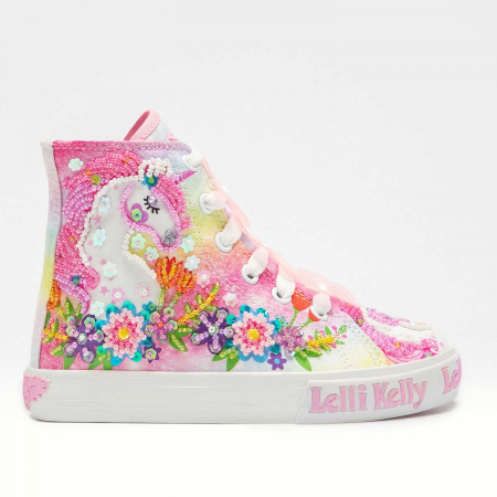 Încălțăminte pentru fete - TENIȘI UNICORN FLOWER ALB