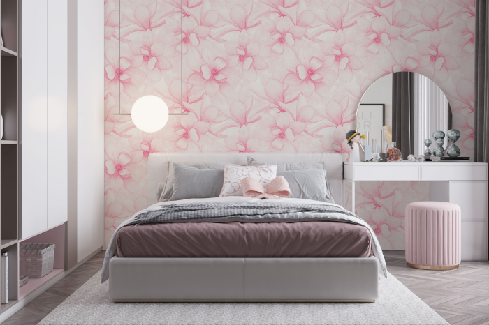 Tapet flori roz Pink Flowers [1]