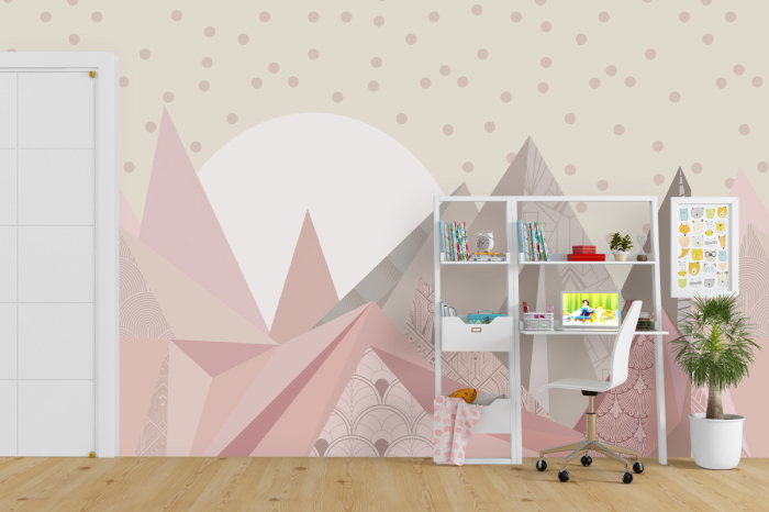 Tapet Geometric Landscape Pink [2]
