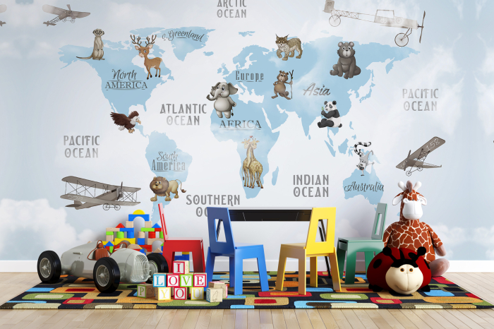 Tapet harta lumii Continents [1]