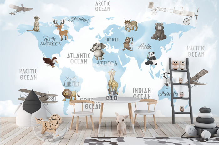 Tapet harta lumii Continents [2]