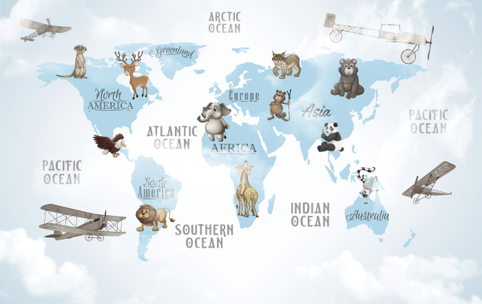 Tapet harta lumii Continents [3]