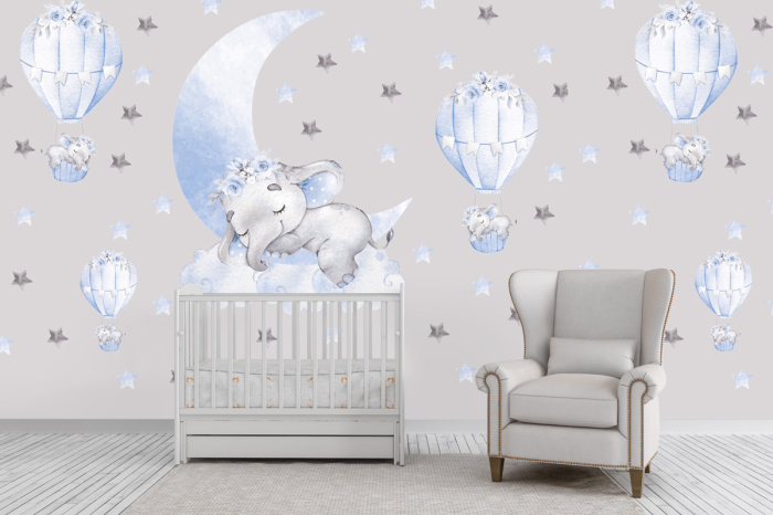 Tapet Sleeping Elephant Blue [2]
