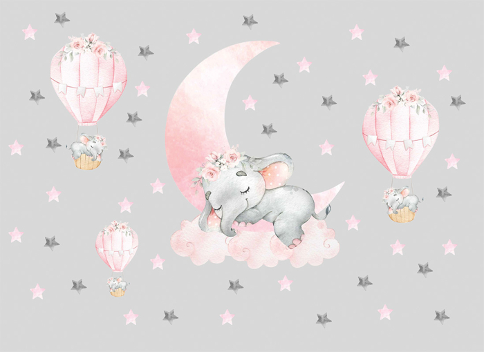 Tapet Sleeping Elephant Pink [3]