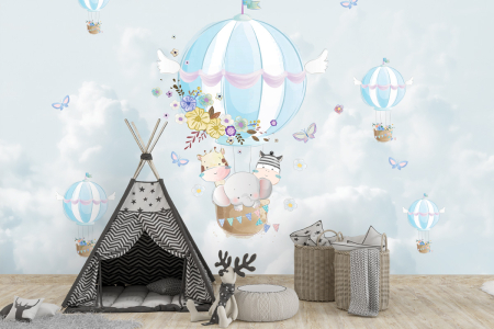 Tapet Air Ballons Festival Blue [1]