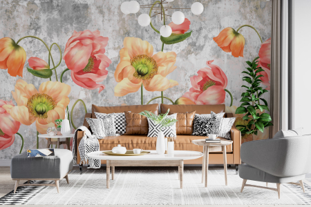 Tapet cu maci Cement Canvas [1]