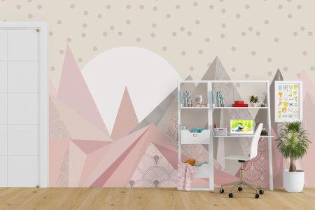 Tapet Geometric Landscape Pink [1]