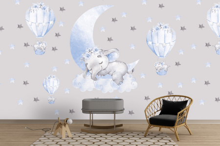 Colectii de tapete - Tapet Sleeping Elephant Blue
