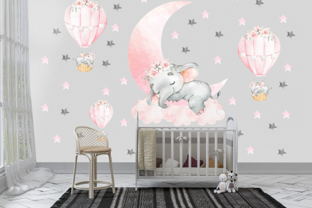 Colectii de tapete - Tapet Sleeping Elephant Pink
