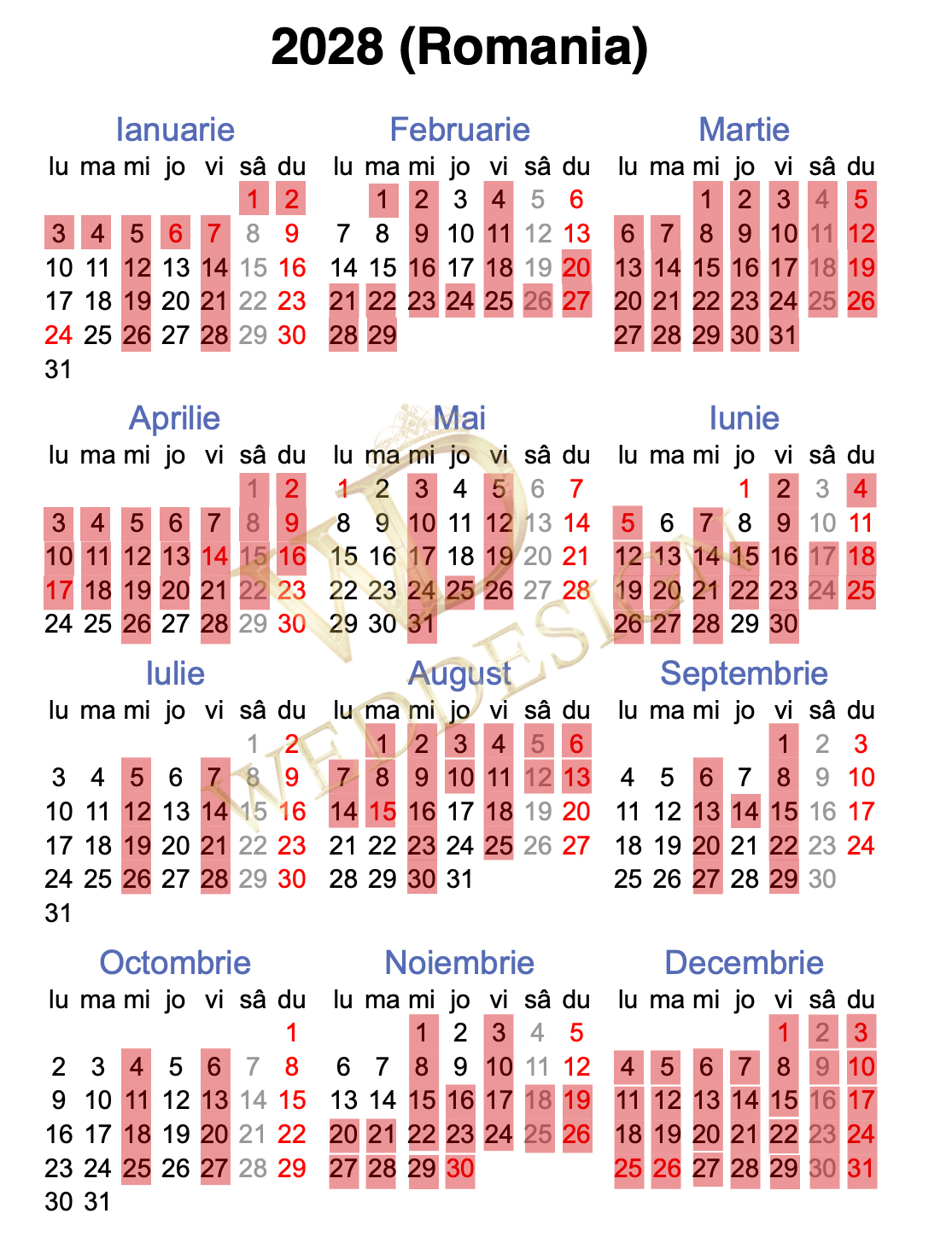 CALENDAR CAND NU SE FAC NUNTI IN 2028?