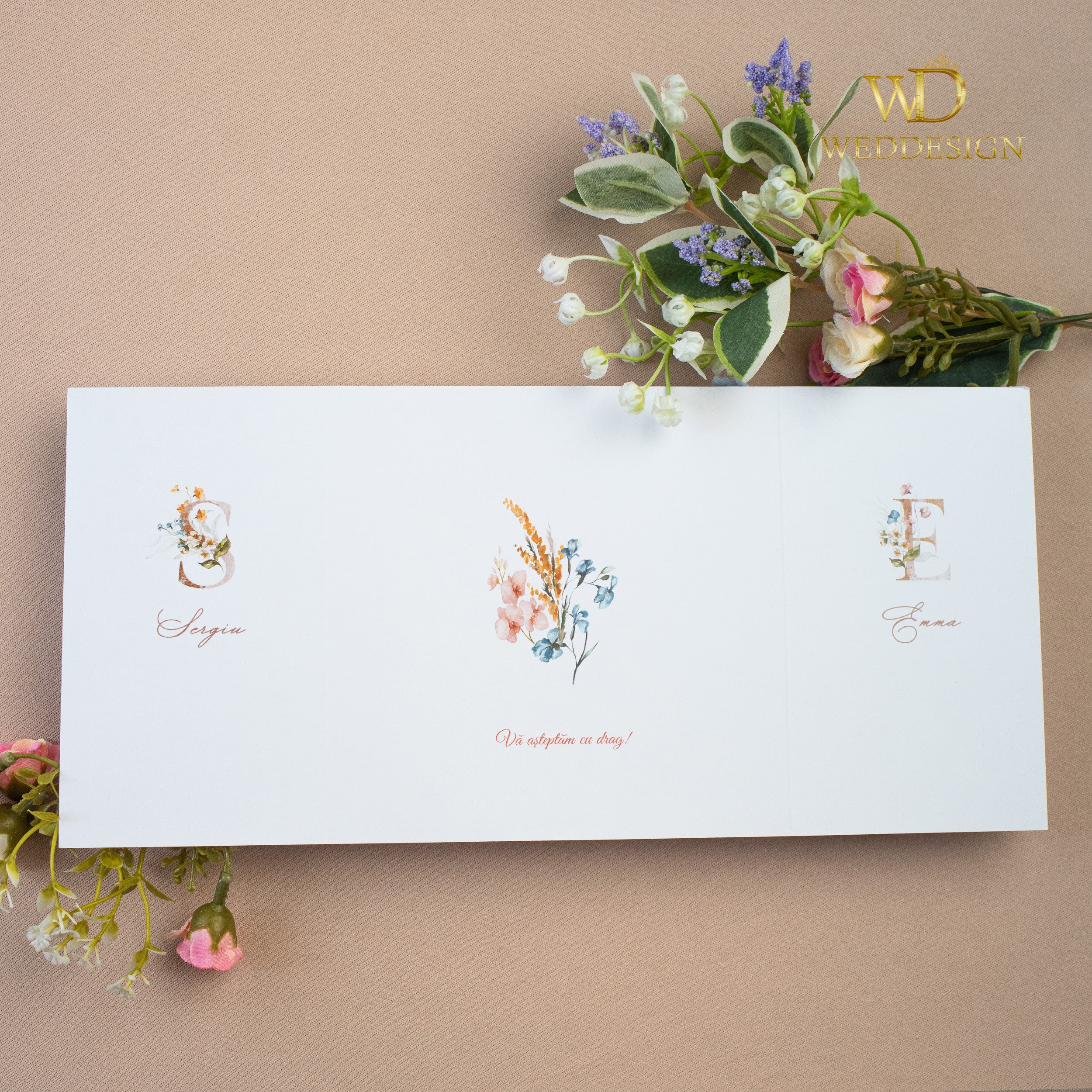 invitatie de nunta flori de primavara