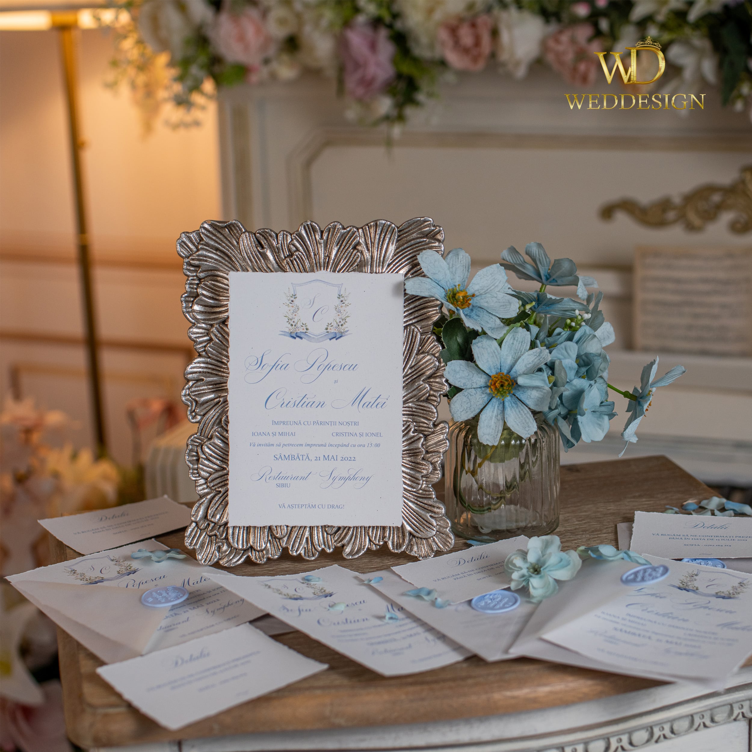 invitatie nunta albastra