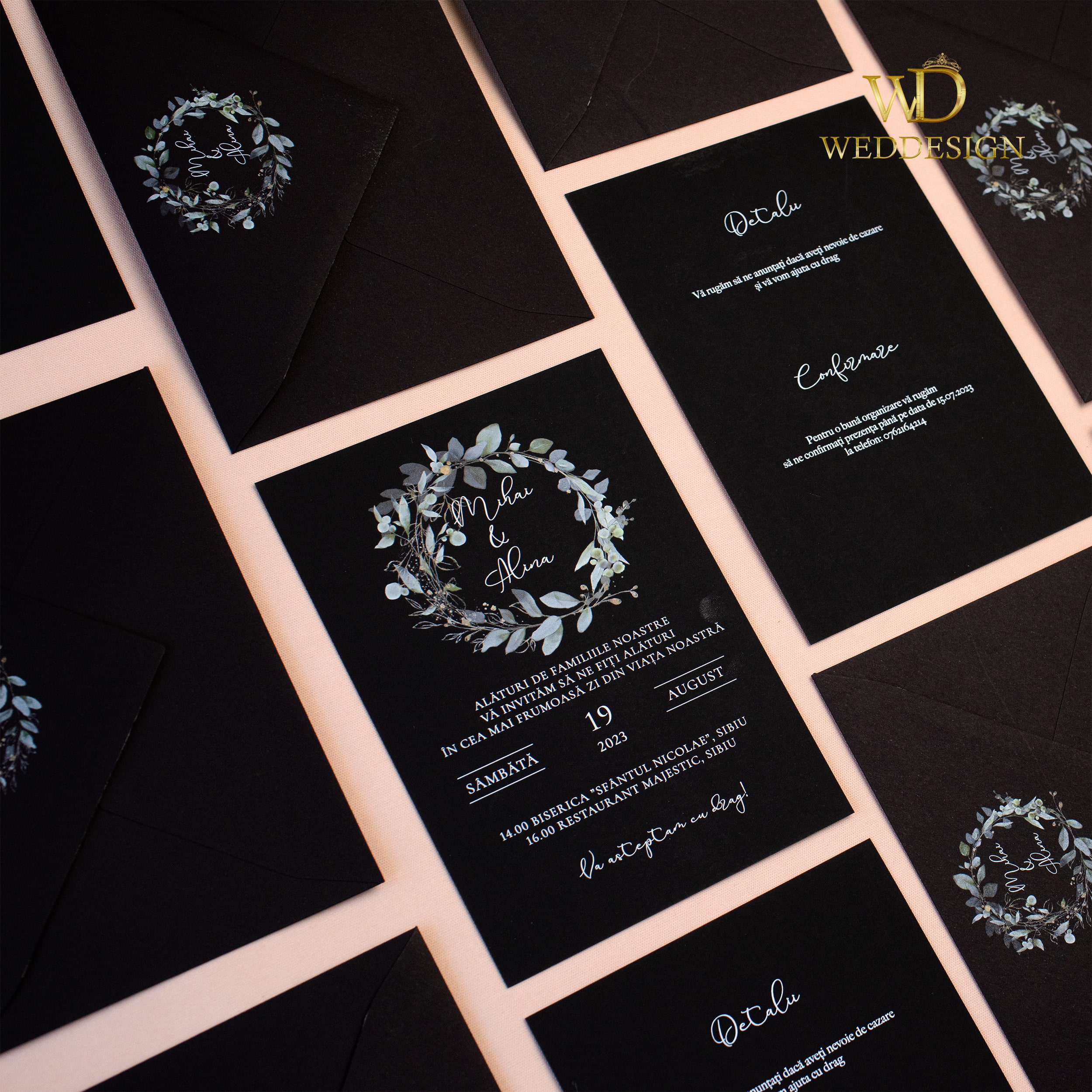 invitatie nunta neagra