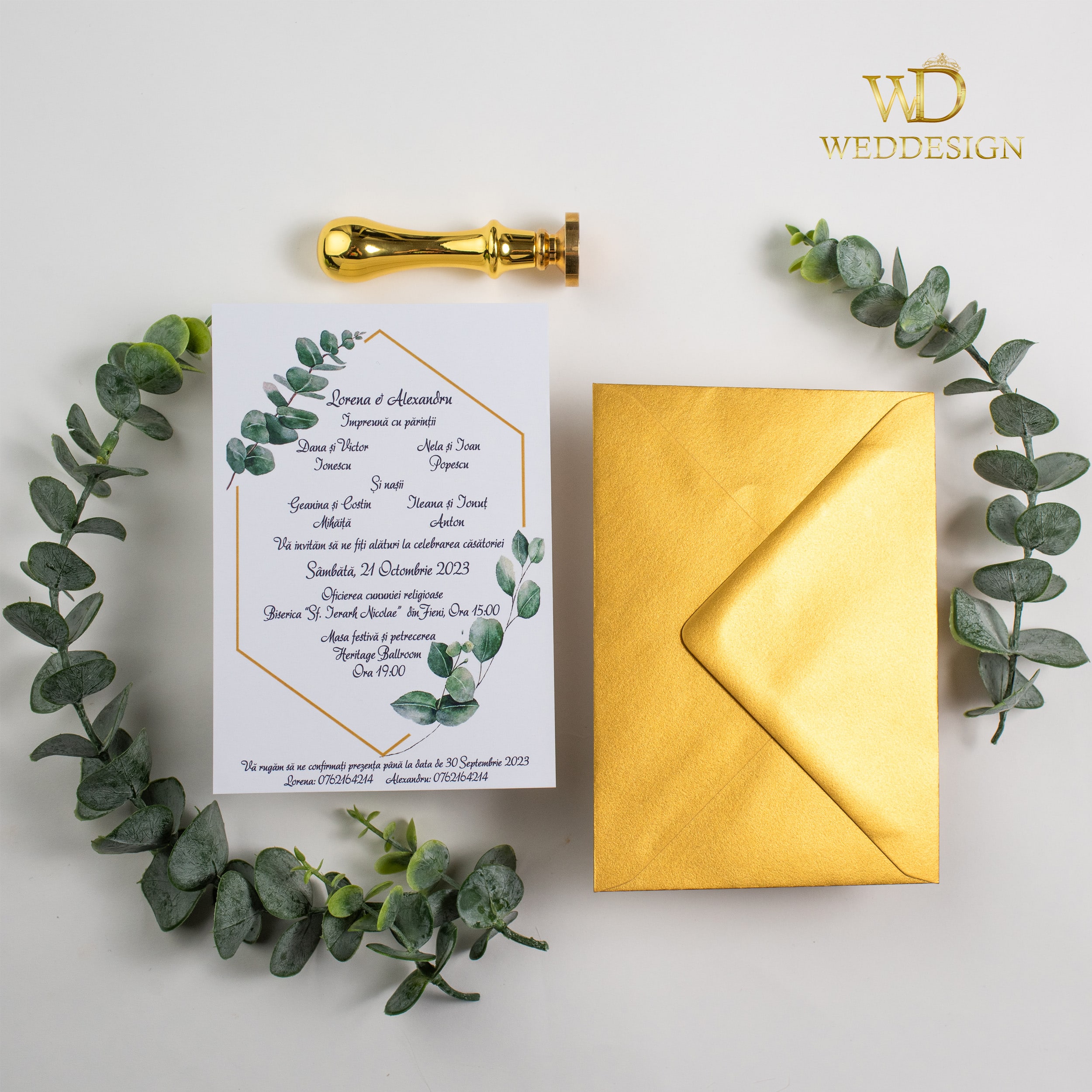 Invitatie de nunta eucalipt