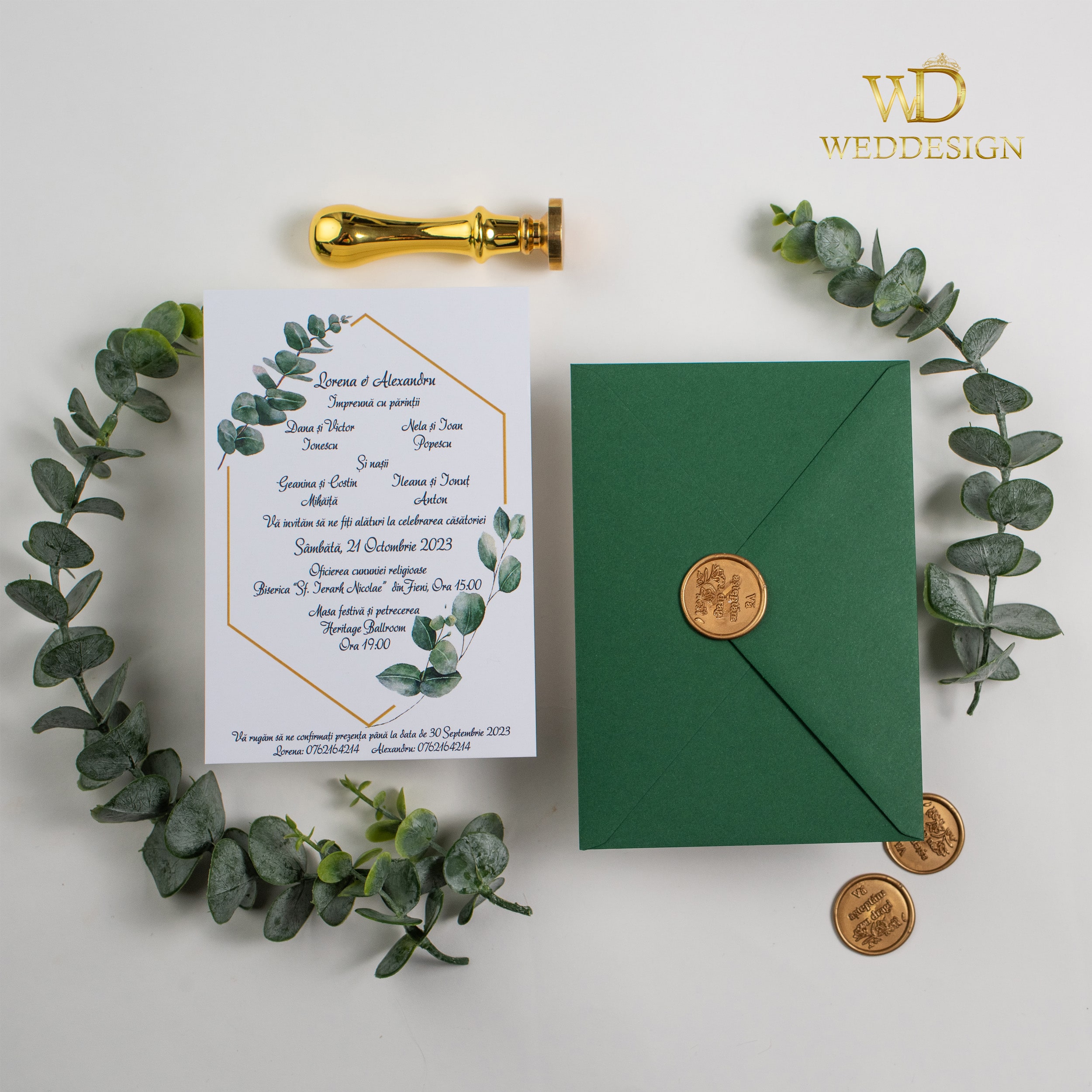 invitatie nunta verde