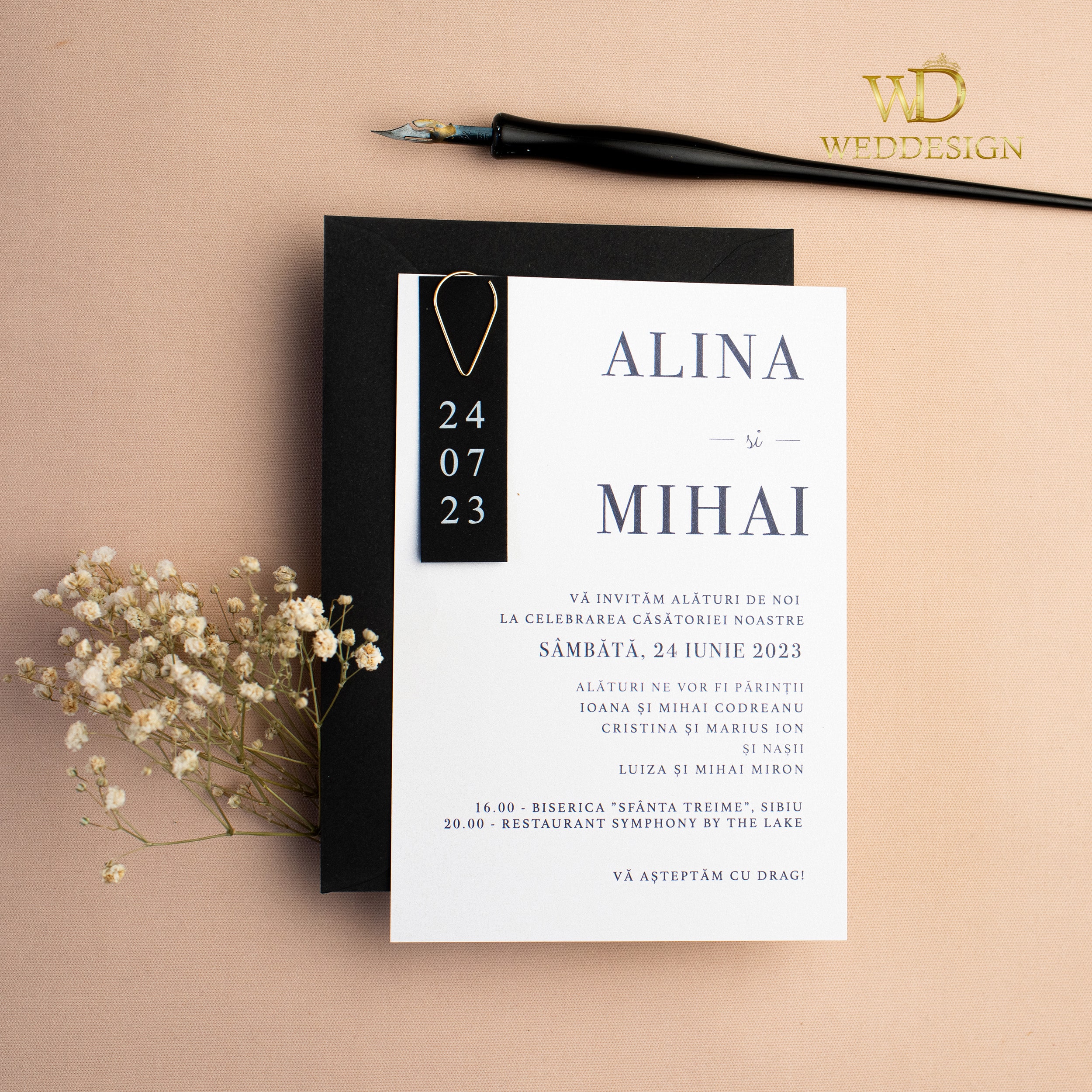 invitatie nunta minimalista