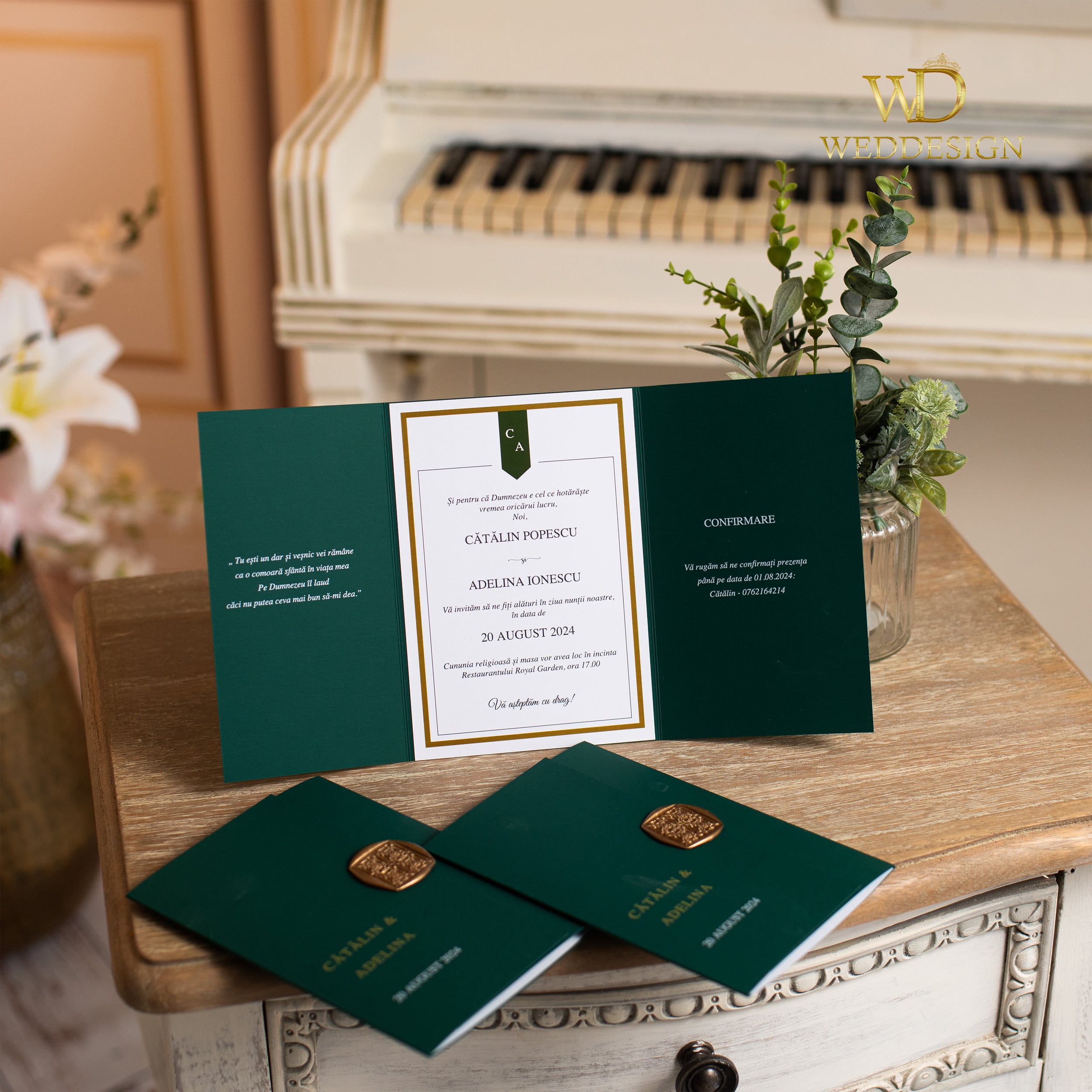 green wedding invitation