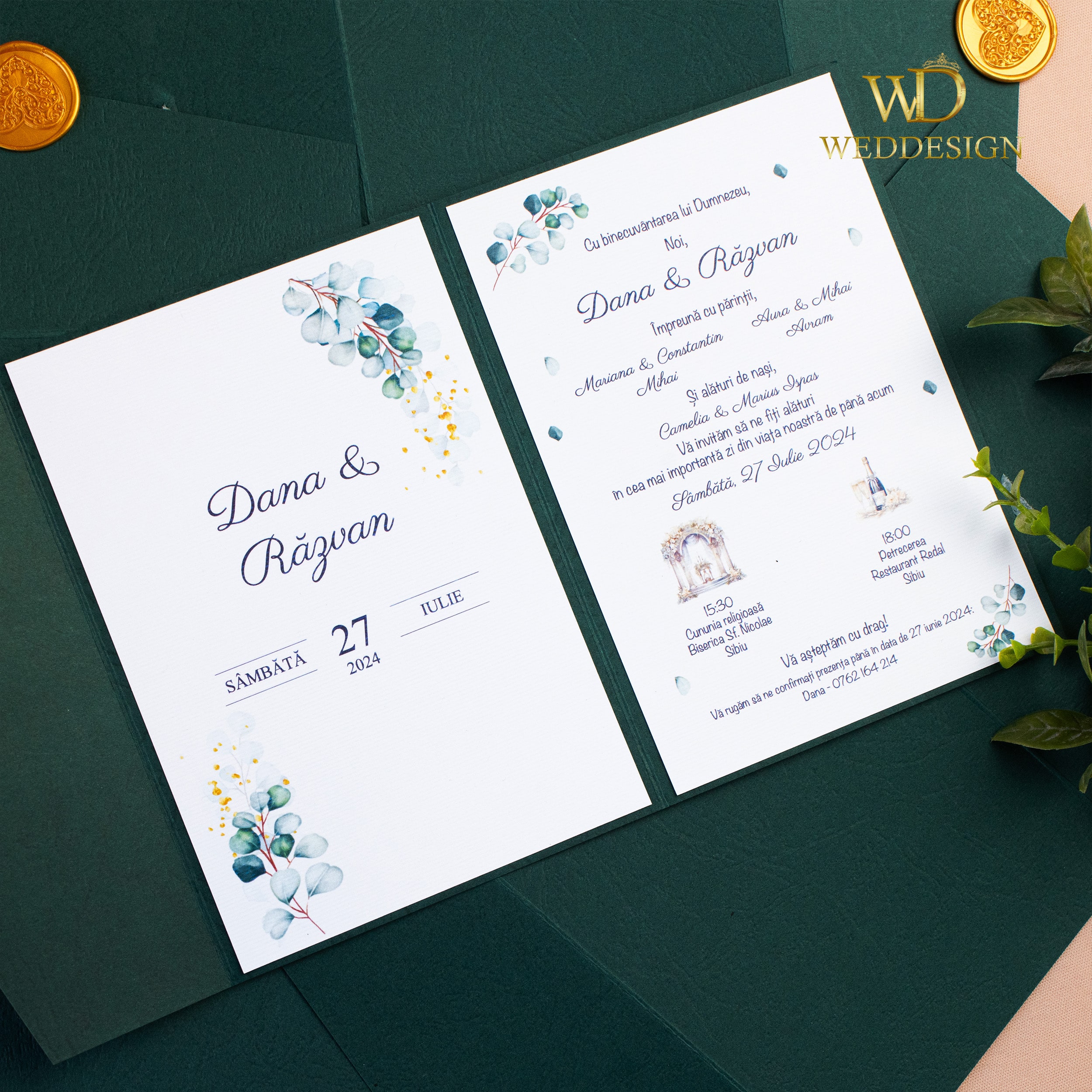invitatie nunta verde smarald