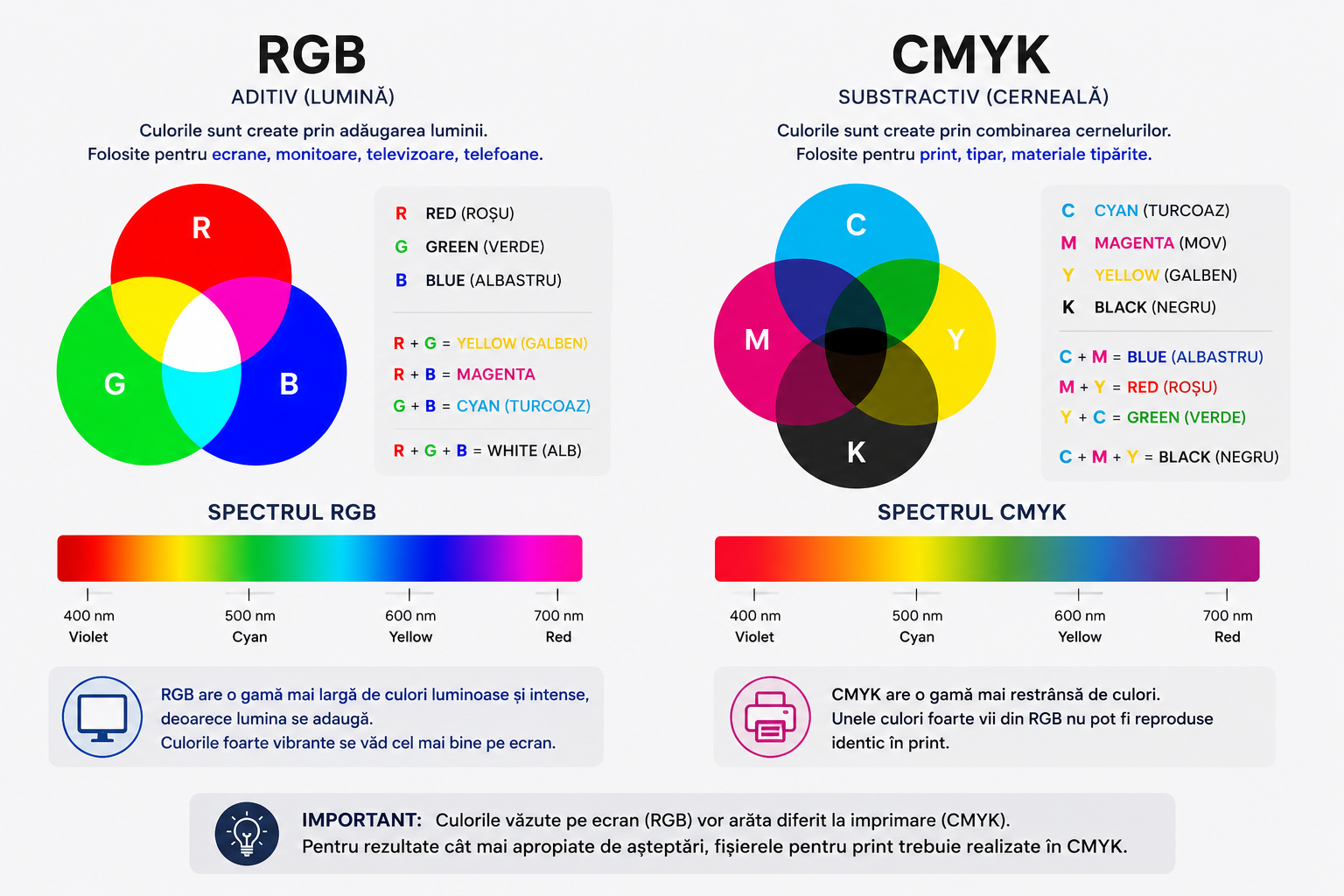 Care este diferenta intre RGB si CMYK