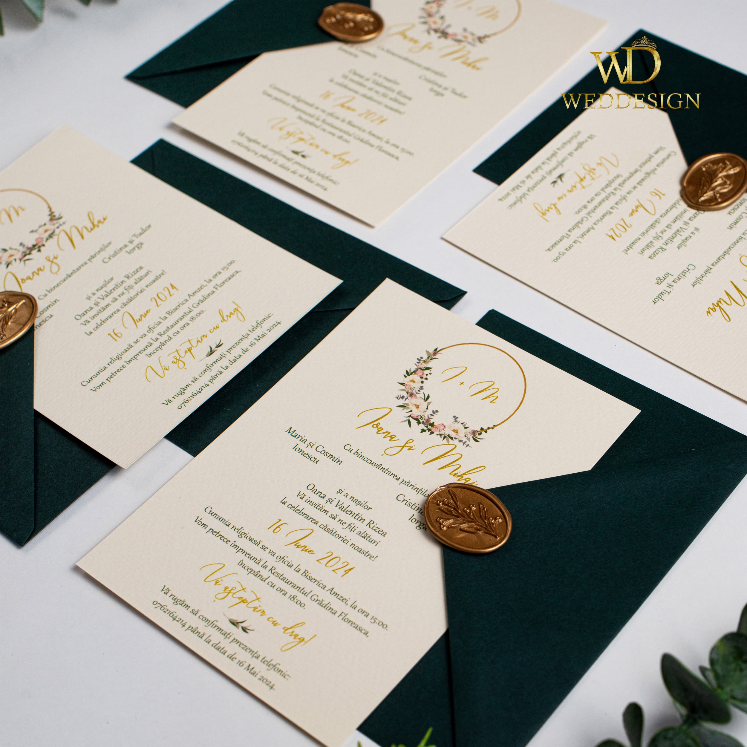 invitatie de nunta verde inchis