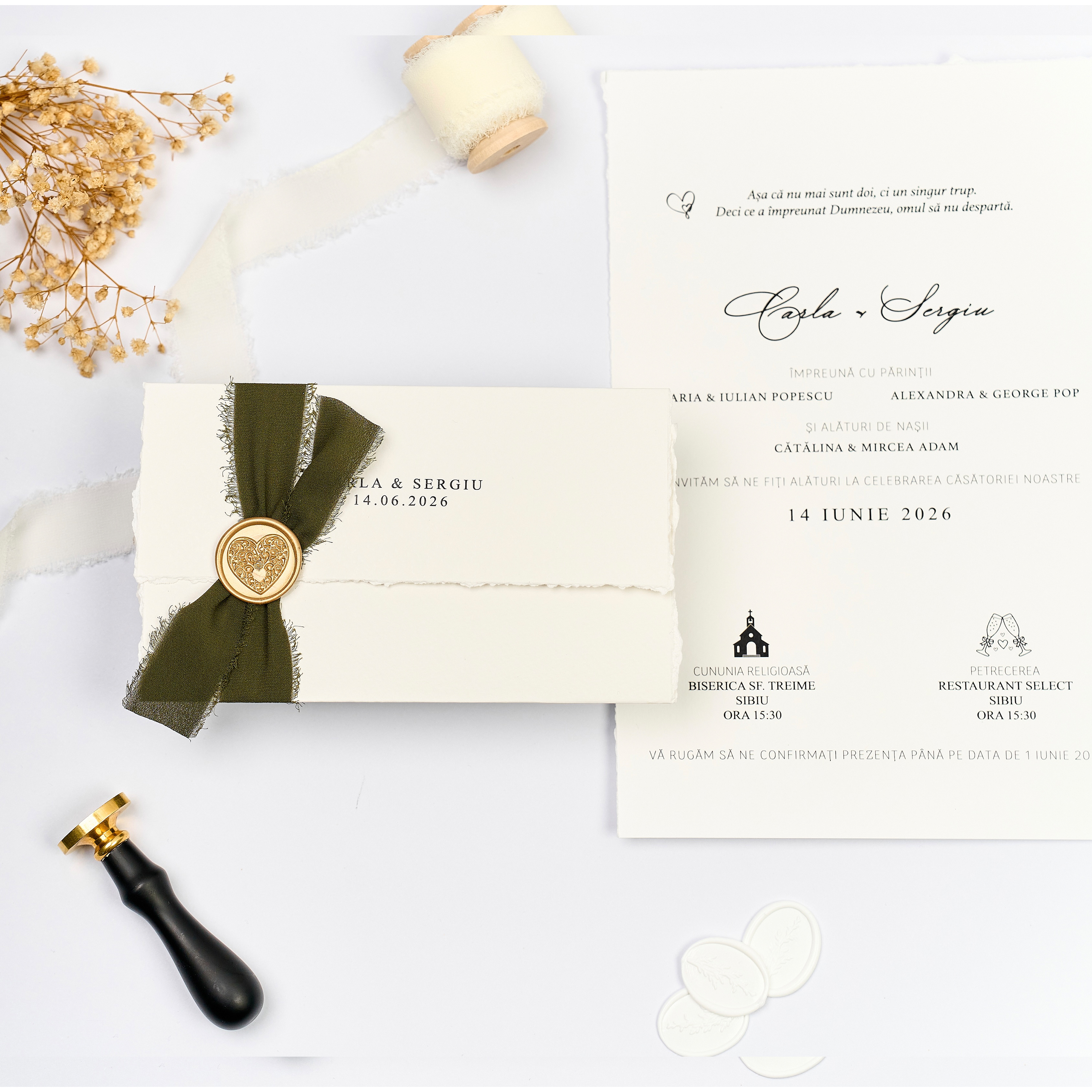 invitatie nunta cu margini nefinisate 