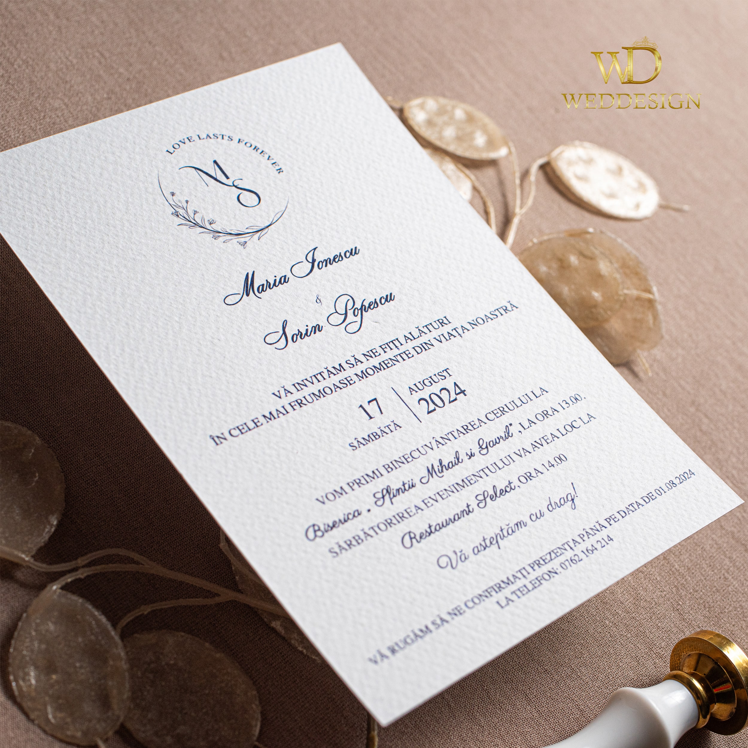 invitatie nunta carton texturat