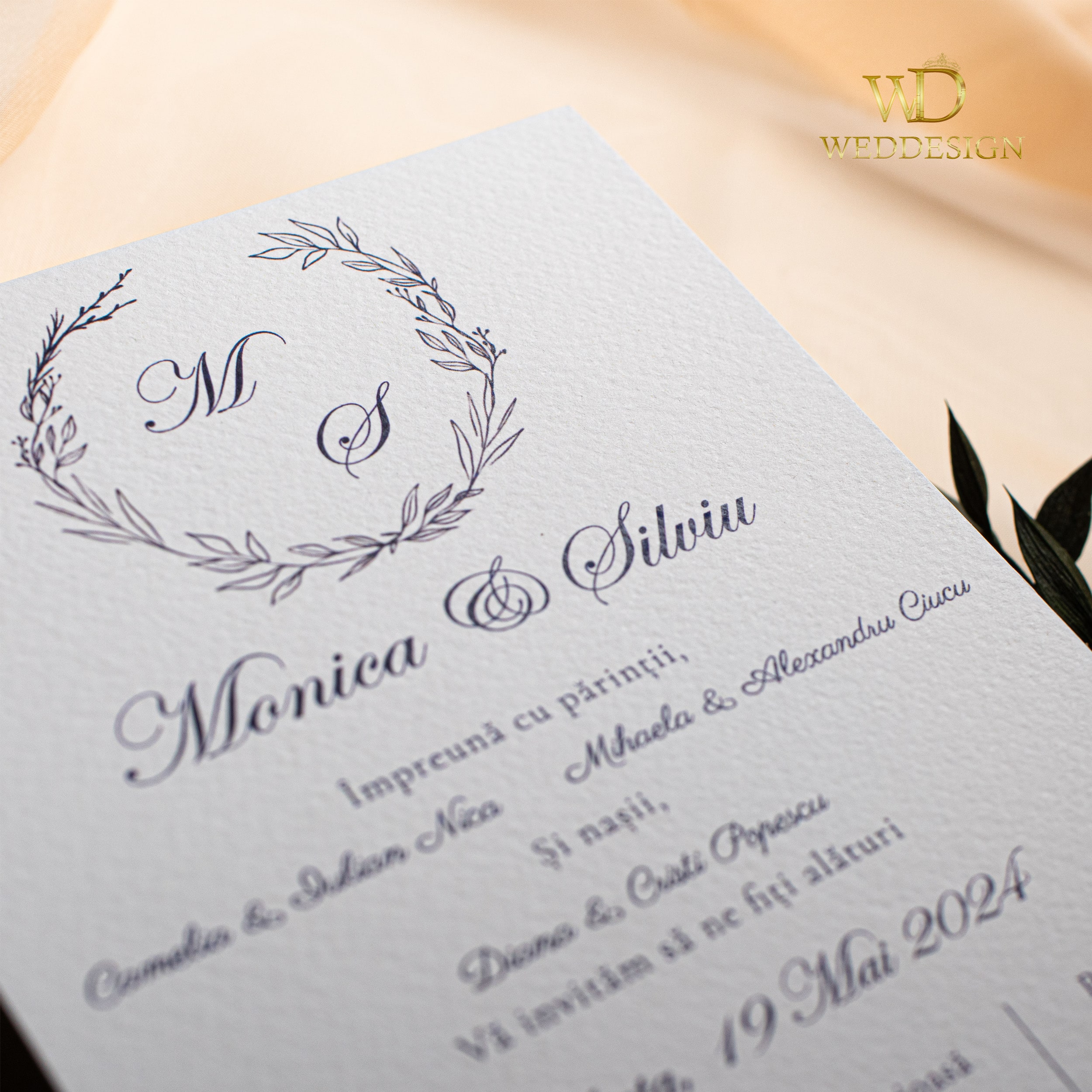 invitatie nunta carton texturat