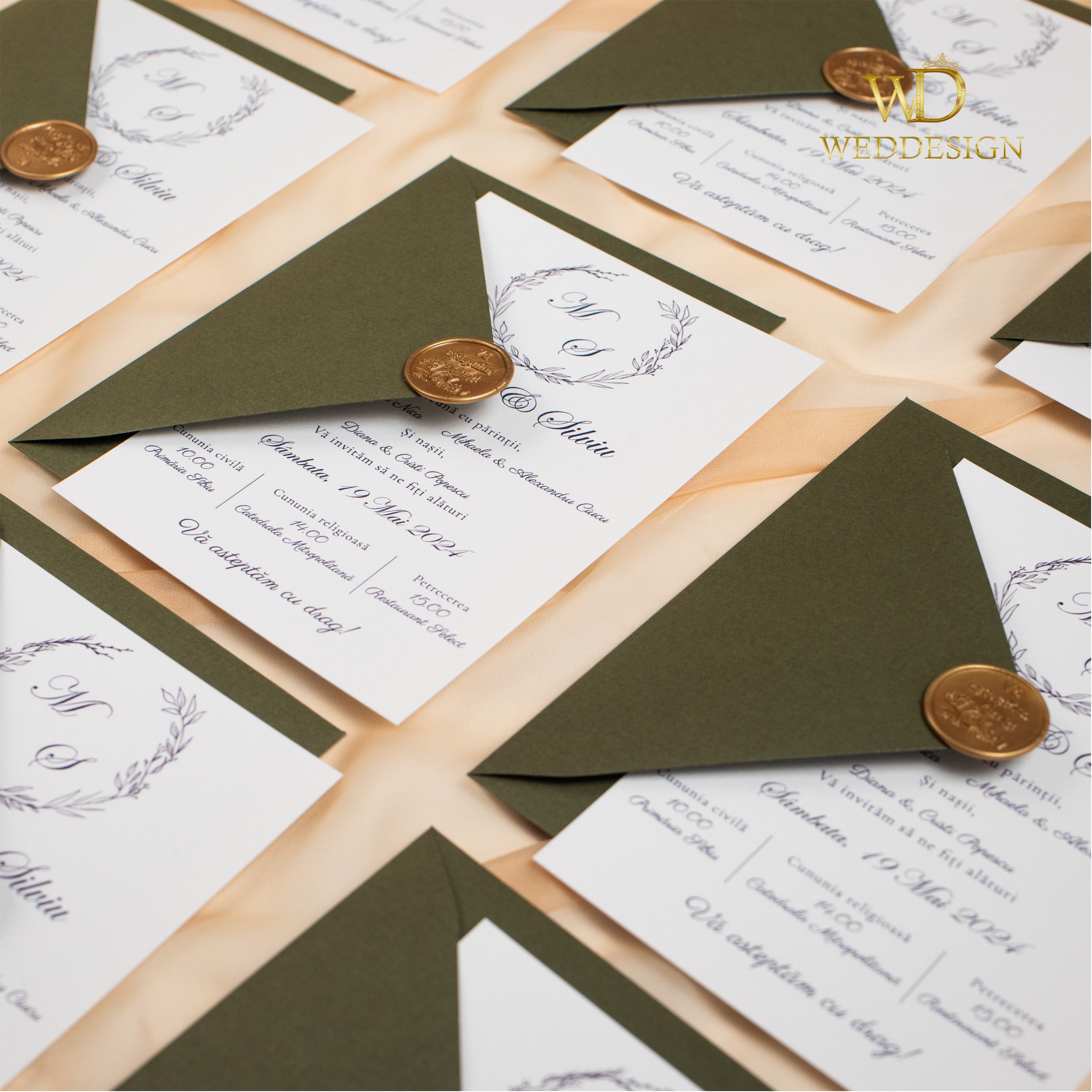 invitatie nunta verde 