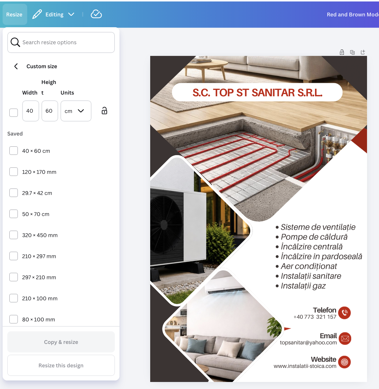 cum redimensionezi imagini in canva