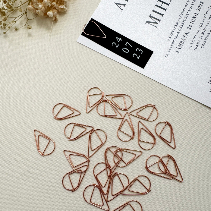 Agrafă decorativă triunghi rose, clemă rose gold invitații, agrafă metalică roz auriu [2]
