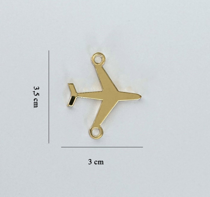 Avion auriu din acril, accesoriu invitații nuntă pasaport, decor călătorie auriu acril [3]